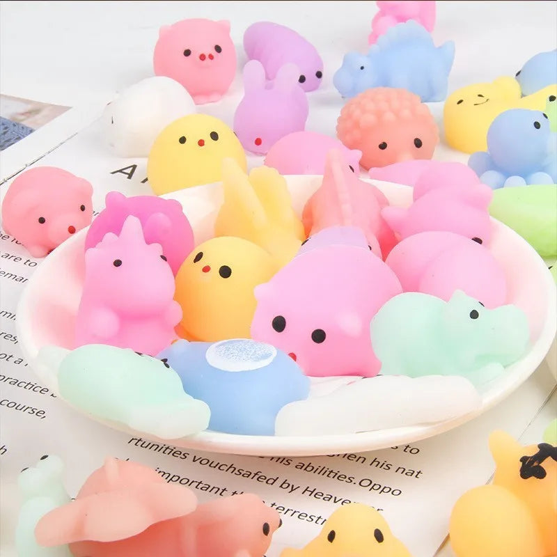 50 piezas de mini mochi squishies kawaii de dibujos animados, juguetes blandos para niños, pelota antiestrés, regalos de fiesta, juguetes para aliviar el estrés para cumpleaños