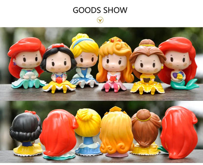 6 piezas/set de figuras de vinilo de la linda princesa de cuento de hadas Blancanieves Cenicienta Bell Ariel