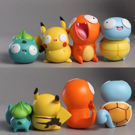 Figurine Pokémon stupide et idiote Pikachu Bulbasaur Charmander Squirtle Collection de figurines mignonnes Modèles de jouets