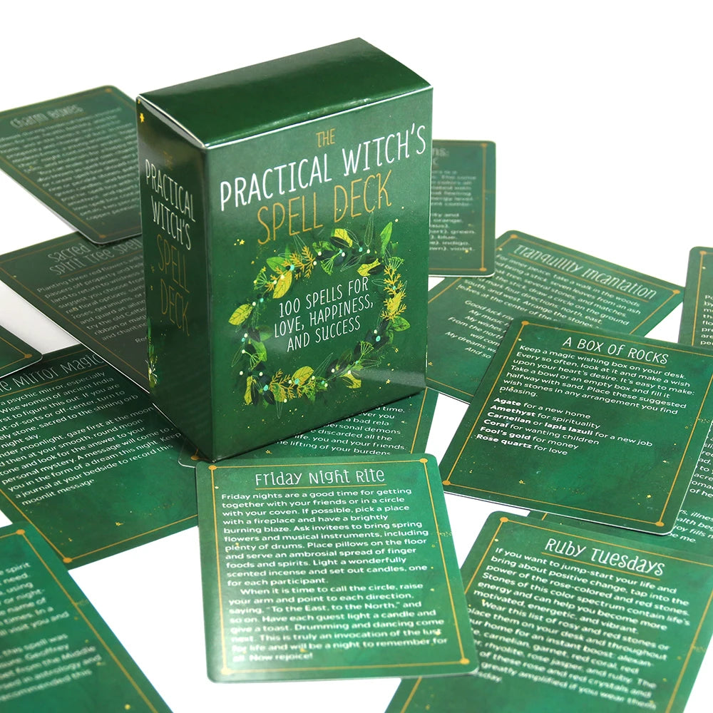 La baraja de hechizos de la bruja práctica Cartas del tarot Magia láser Juegos de mesa de visión en inglés para la adivinación del destino Fiesta de juegos Baraja del oráculo