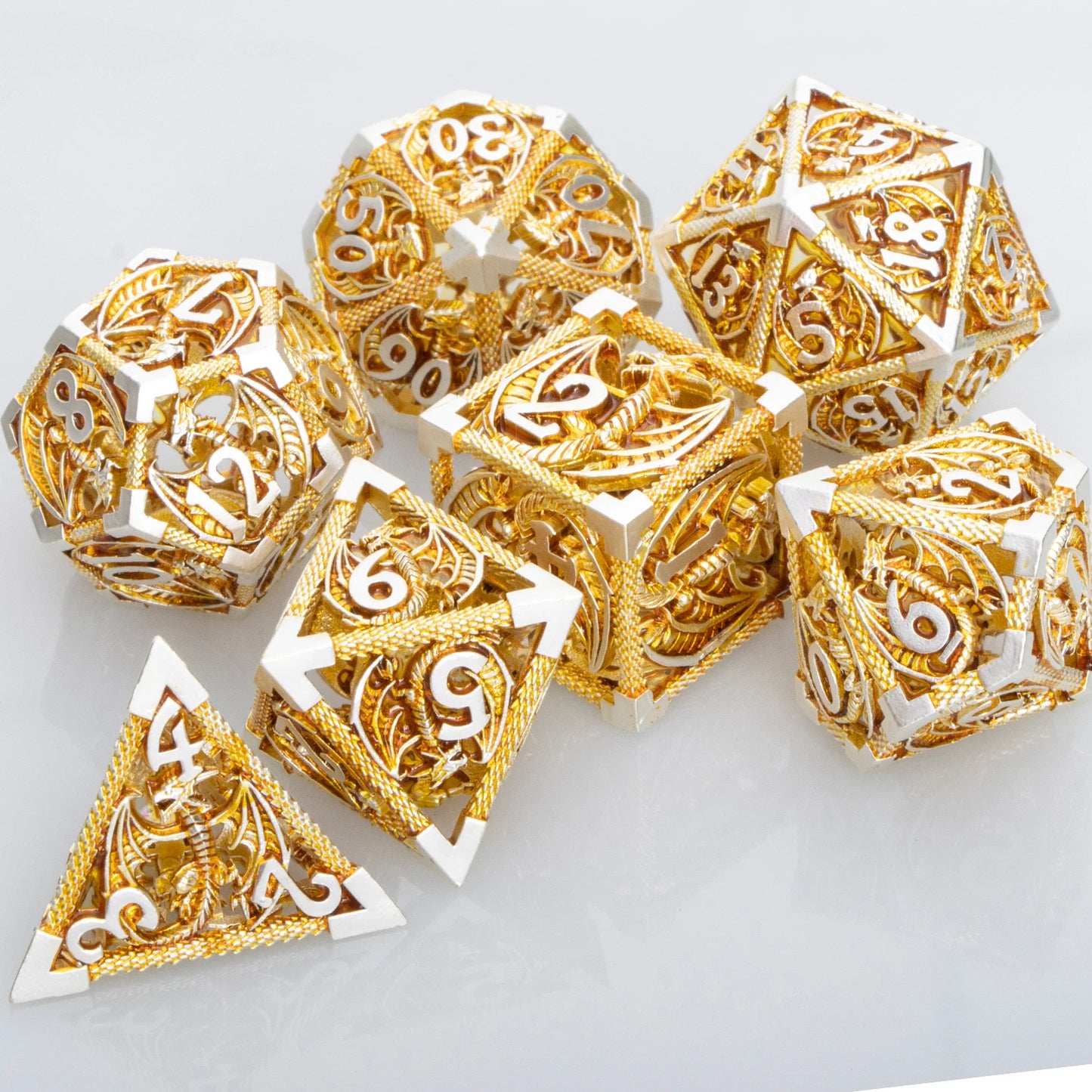 Juego de dados de metal hueco DND poliédricos D&amp;D Dragon Dice para juegos de rol Dungeon and Dragon Pathfinder RPG Shadowrun