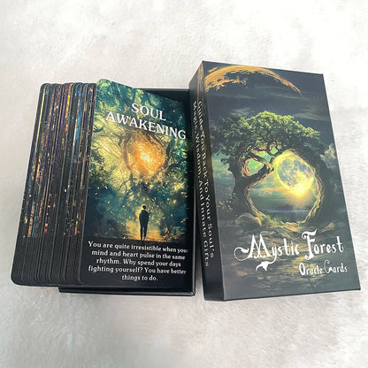 Baraja de tarot, cartas del oráculo del bosque místico, juguetes de adivinación, 12 x 7 cm, 56 cartas, tarot del profeta para principiantes, adivinación, en caja, palabras clave