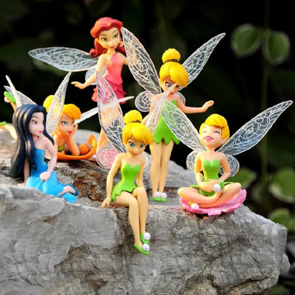 6 piezas/set Anime Tinkerbell cuentos de hadas niñas Tinker Bell PVC figuras de acción juguetes