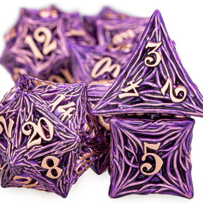 ORIFANTUO 7CPS Dés en métal violet Dnd Dés polyédriques D&amp;D pour jeux de rôle de table D et D Dungeon et Dragon Pathfinder