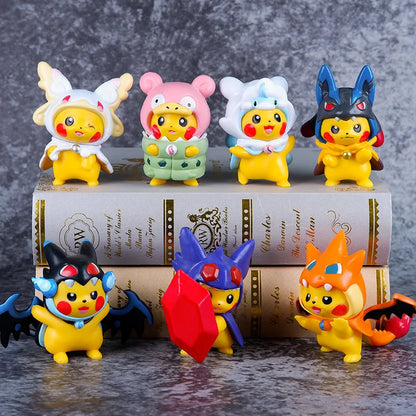 Juego de 7 figuras de Pokémon Pikachu como Charizard Slowbro Lucario Slowbro de 7 cm