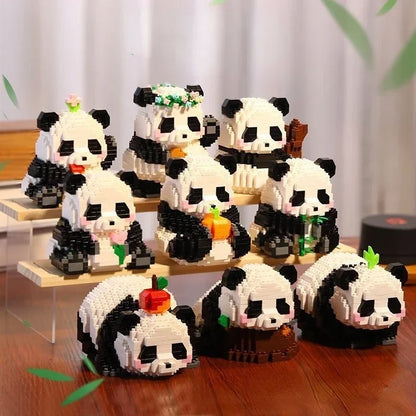 Cute Animal Panda Series Building Block Figure Cute Micro Model DIY Diamond Bricks Birthday Toys for Children Boys Girls Gifts