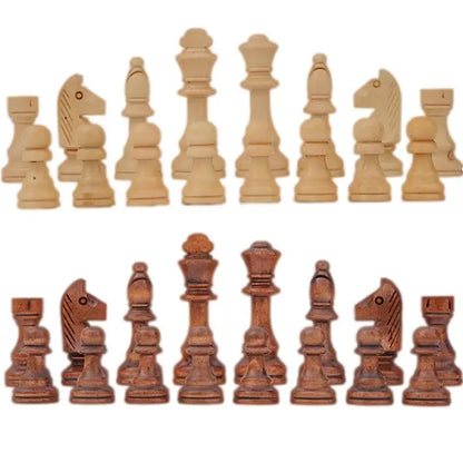 Juego de ajedrez de madera de 32 piezas con altura de 110 mm, piezas de ajedrez, tablero de cuero, juego de competición, regalo de ajedrez para niños y adultos