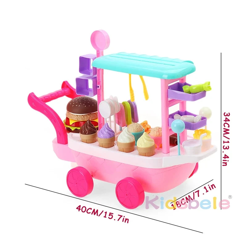 Ensemble de maison de jeu - mini chariot à glaces et bonbons Jouets éducatifs Voiture à bonbons Camion à glaces Chariot à bonbons