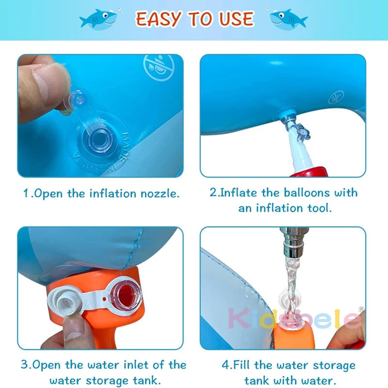 Pistolet à eau SharkWater pour enfants, super pistolet à eau, jouet gonflable à grande capacité et longue portée pour l'été