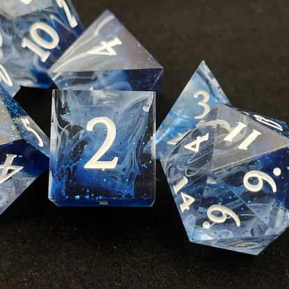 DND Dice Set, Resin Sharp Edge Dice for Dungeon and Dragons Games TRPG Dice D20 D6 Polyhedral Digital Dice RPG D&D Dice 7pcs