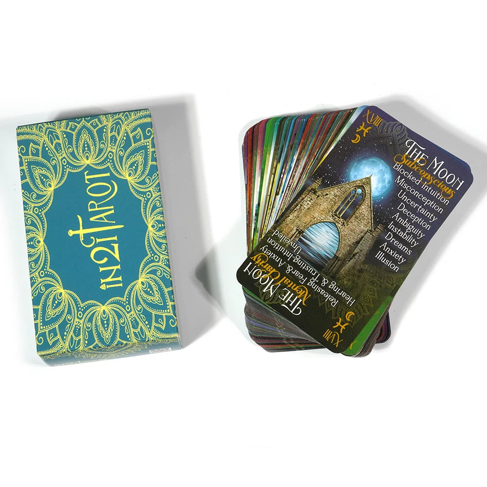 Jeu de tarot iN2IT avec mots-clés 78 cartes de tarot Cartes Oracle Jeu de cartes de tarot pour débutants Apprendre le jeu de tarot avec significations