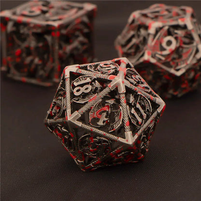 OUKELANWO DND Metal Hollow Dice Set D&D, Polyhedral Role Playing Dice, D and D Dungeon and Dragon Dice D20 D12 D10 D8 D6 D4