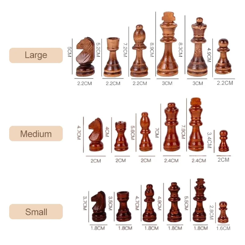 Wooden Chess Pieces 2.2/3/3.5 Inch King Figure Chess Game Pieces Tournament Wooden Finish Chess Figure Backgammon Pieces