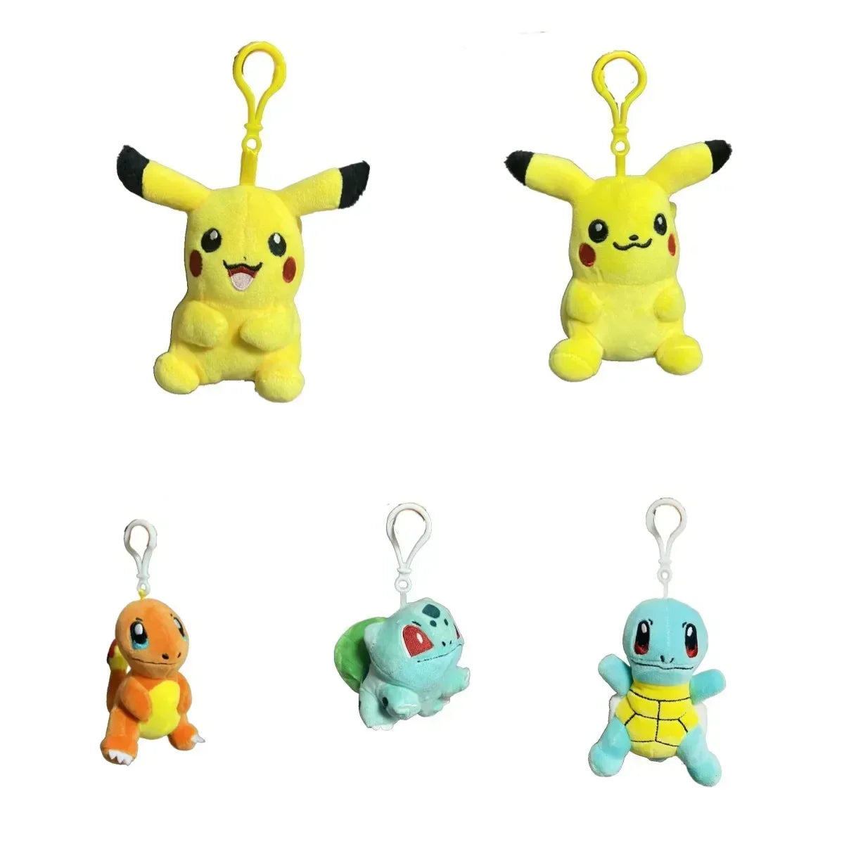 Juego de 20 muñecos de peluche de Pokémon Bulbasaur, Pikachu, Squirtle, Charmander, de 11 cm, con colgante, llavero de peluche