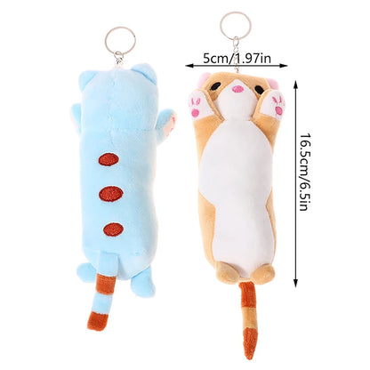 Porte-clés en peluche pour chat long de 16 cm, mignon, poupée, sac, pendentif, décoration, machine à gratter, cadeaux d'anniversaire pour filles