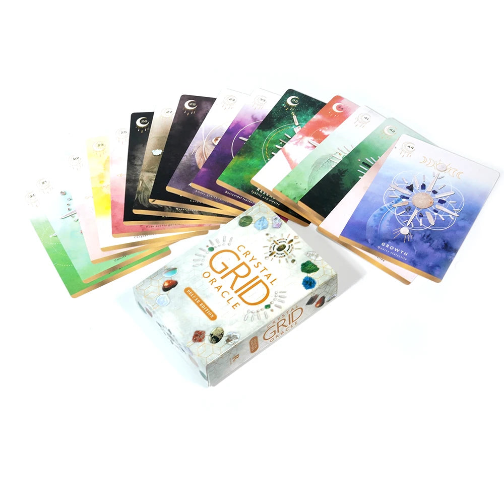 Jeu de cartes Crystal Grid Oracle Deluxe Edition par Nicola McIntosh Tarot 72 cartes Crystal Kingdom Energy