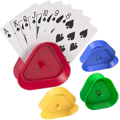 Juego de 4 soportes para cartas de juego con forma de triángulo para personas perezosas, asiento de póquer, soporte para cartas de juego de mesa para niños y personas mayores, manos libres