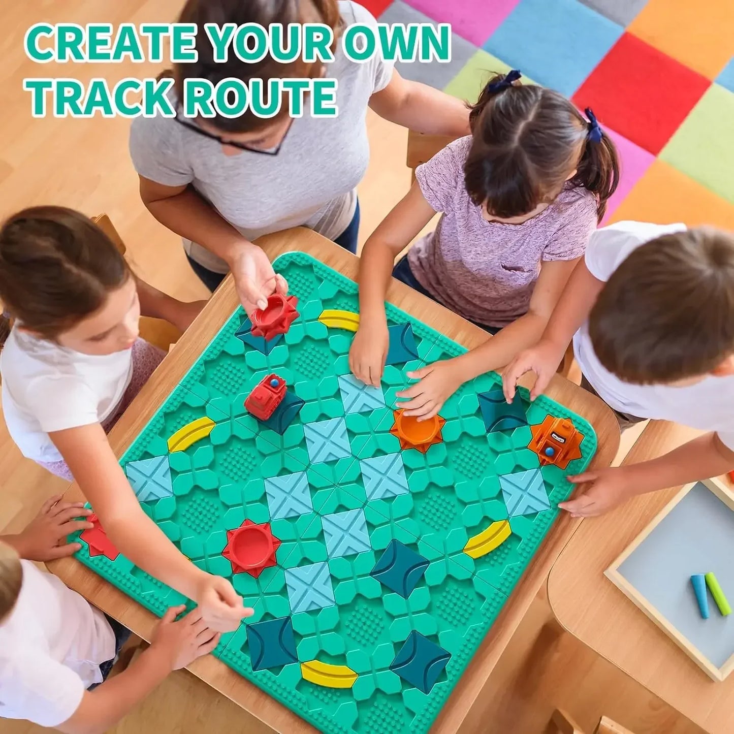 Kids Toys STEM Board Games Smart Logical Road Builder Big Board Maze Puzzle Games with Marbles for Multiplayer and Family Gift