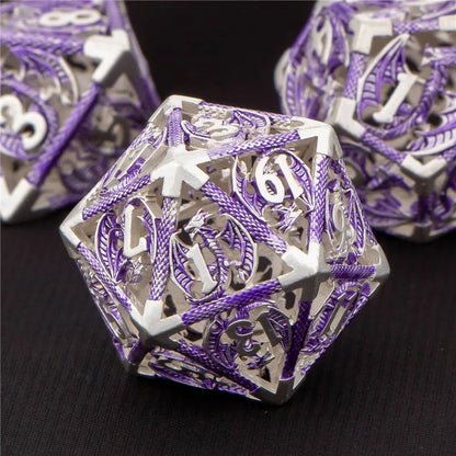 OUKELANWO DND Metal Hollow Dice Set D&amp;D, dés de jeu de rôle polyédriques, dés de donjon et de dragon D et D D20 D12 D10 D8 D6 D4