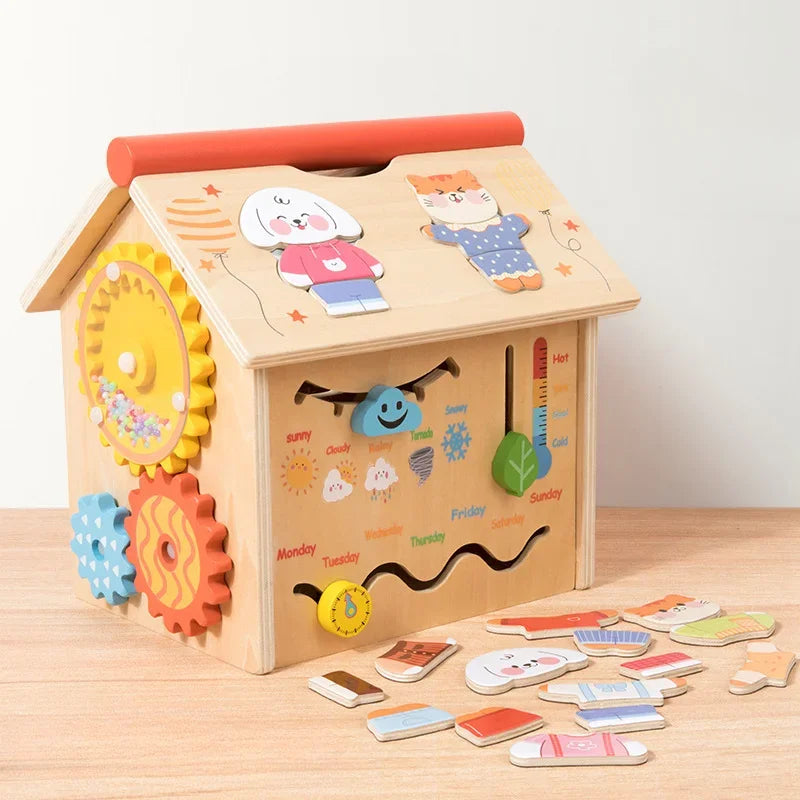 Children's early education creative house parent-child interactive multi-functional treasure box busy house puzzle table game