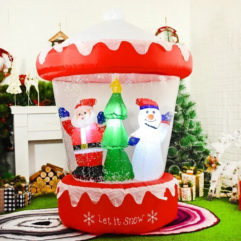 Décoration de Noël gonflable de 1,8 m, montgolfière, flocon de neige, Père Noël, bonhomme de neige, jouet gonflable, décoration de fête du Nouvel An pour jardin extérieur