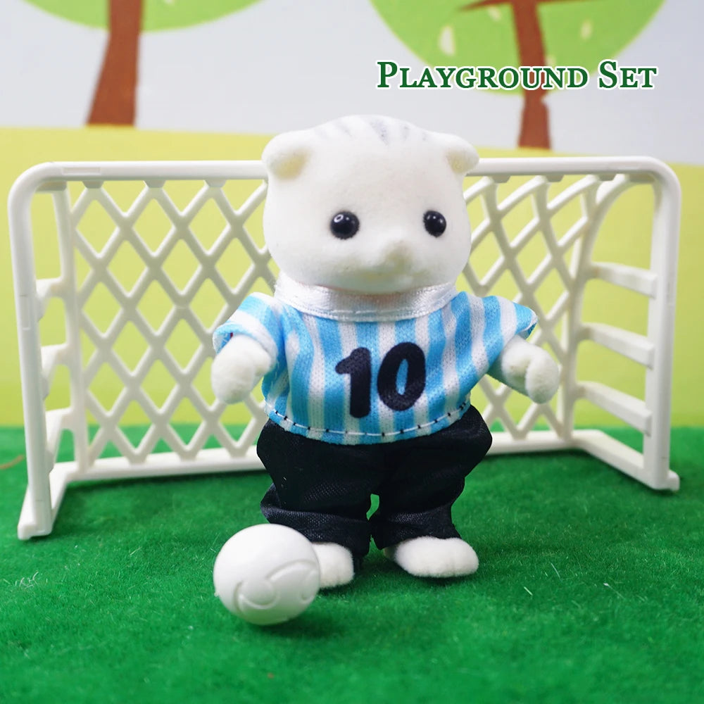 1/12 Forest Family Animal Fútbol Juego Traje Deportivo Modelo Casa de Muñecas Accesorio Miniatura Baloncesto Juguetes Para Niños Regalos de Cumpleaños