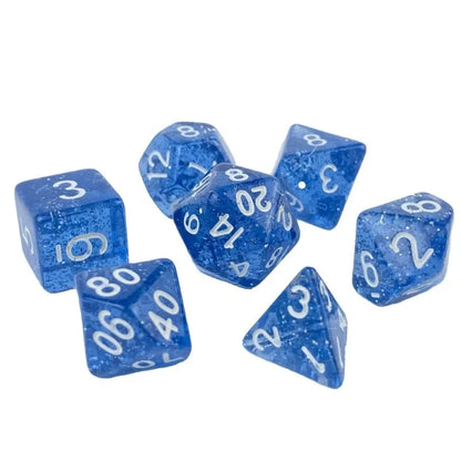 Juego de 7 dados acrílicos transparentes con purpurina, poliedro DND, dados COC, juego de mesa para fiestas, para enviar regalos a amigos