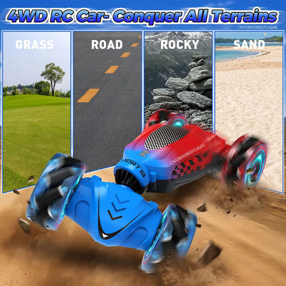 Coche de acrobacias RC con control remoto y radio con giro de 360°, 2,4 G, 4WD, para escalada, regalo de cumpleaños para niños