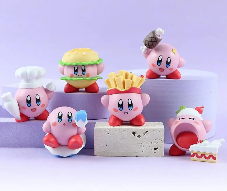 6pcs/set Kirby Cake Decoration Food Vinyl Doll Figure Toys