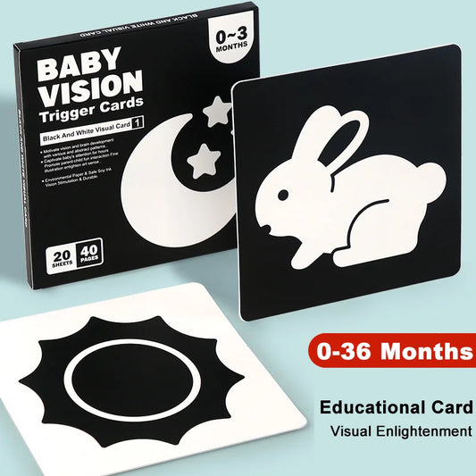 Cartes de stimulation visuelle pour bébé Montessori Carte flash à contraste élevé Cadeau pour bébé Jouet cognitif pour enfants