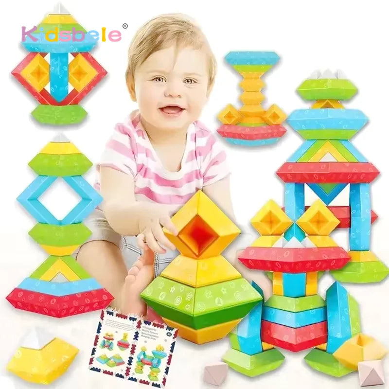 Building Blocks Stacking Toys For Children Montessori Kids 30Pcs Preschool Educational Baby Sensory Toys Christmas Pyramid Gifts