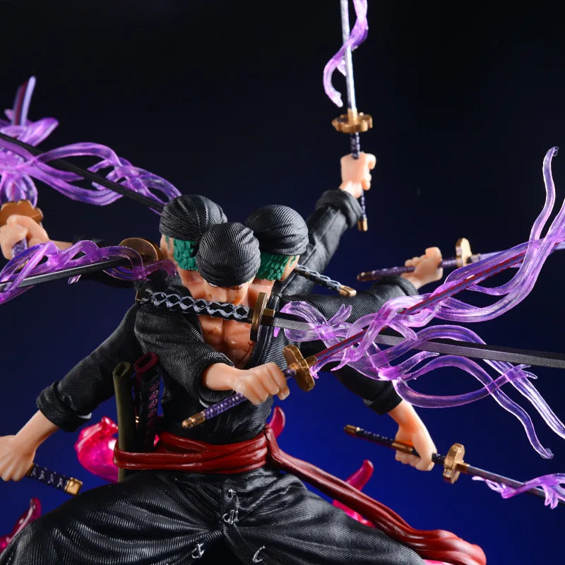 Figura de anime de One Piece Zoro de 40 cm, tres cabezas, seis brazos, nueve espadas, figura de acción de Shura Roronoa Zoro, modelo de colección de PVC, juguete