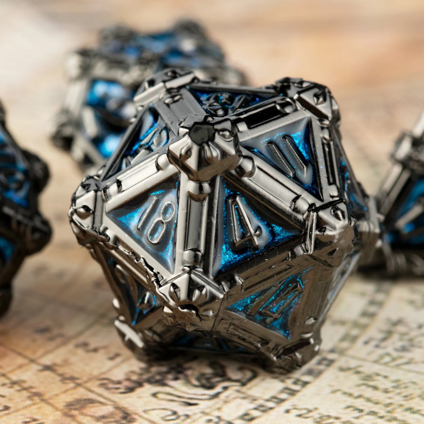 Juego de 7 dados de metal DND para juegos de mesa de mazmorras y dragones, dados poliédricos RPG D20, juego de dados de metal D&amp;D