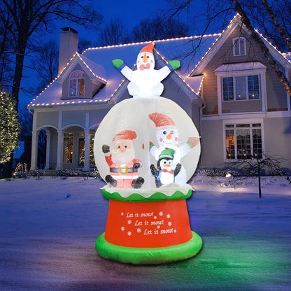 Boule de neige gonflable Décoration de Noël pour la maison Jardin Père Noël Globe de neige Lumière LED Jouets gonflables Fête du Nouvel An Décoration extérieure