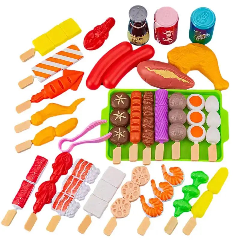 Kids Pretend Play Kitchen Toys Simulation Food Barbecue Cooking Toys Children Educational Play House Interactive Toys For Girl