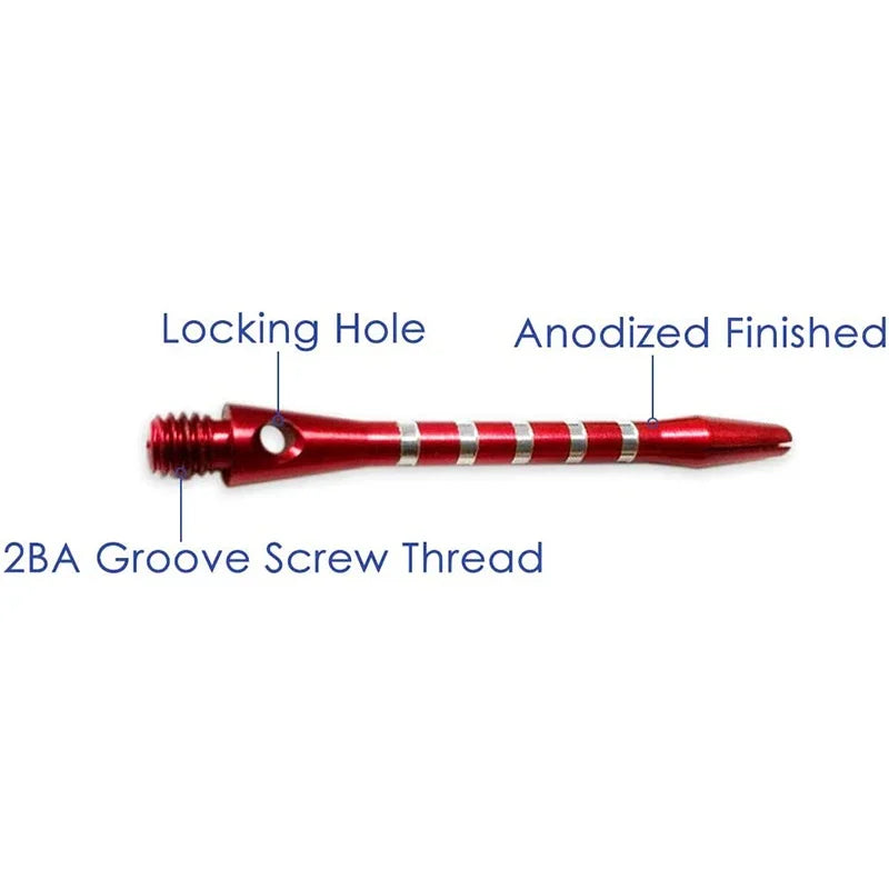 Juego de 6 varillas de aluminio con ranuras de colores para dardos, rosca estándar 2BA de 53 mm para reemplazo de piezas de dardos profesionales