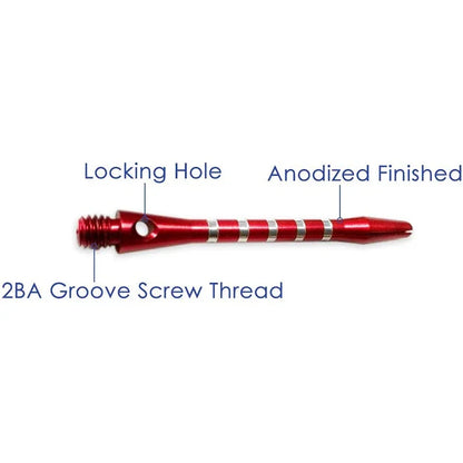 Juego de 6 varillas de aluminio con ranuras de colores para dardos, rosca estándar 2BA de 53 mm para reemplazo de piezas de dardos profesionales