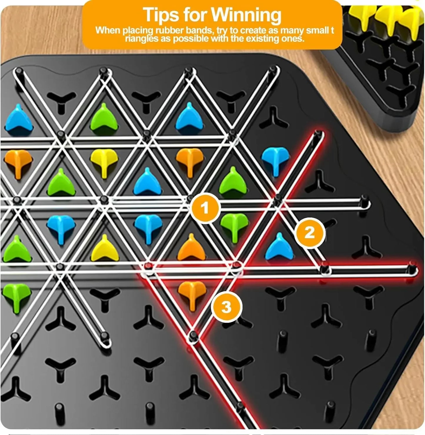 Chain Triangle Chess Game 2 To 4 Players Family Games Kids Adults Board Games Triggle Rubber Band Strategy Make More Triangles