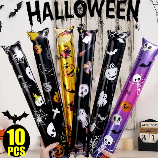 Lot de 10 ballons gonflables décoratifs pour Halloween, bande de jouet, crâne noir, araignée, fantôme, ballon en aluminium, jouet pour enfants, décoration de fête