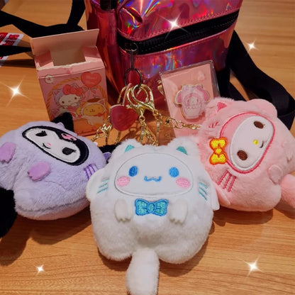 Llavero con muñeco de peluche de Sanrio, Melody, Cinnamoroll, Pochacco, bonito llavero con colgante para bolso, regalo para niños, juguetes, mochila, decoración, regalos para niñas