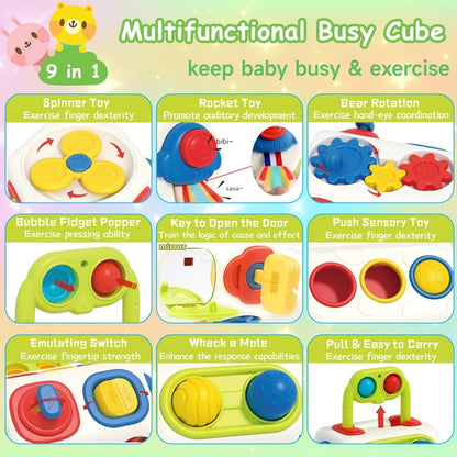 Jouet de cube sensoriel Montessori, planche d'activités pour nourrissons, garçons et filles, apprentissage éducatif, jouets de compétences fines, cadeaux