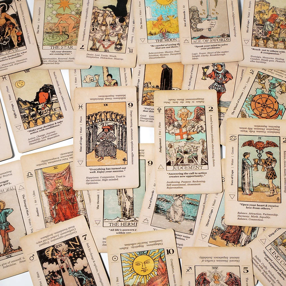 Signification des cartes de tarot avec signification dessus Mot-clé du tarot pour débutant Jeu de tarot ancien Apprendre le tarot 78 cartes