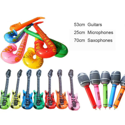 Lot de 15 instruments gonflables, jouets musicaux, ballons, instruments de simulation, guitares, saxophones, microphones, jouets de fête