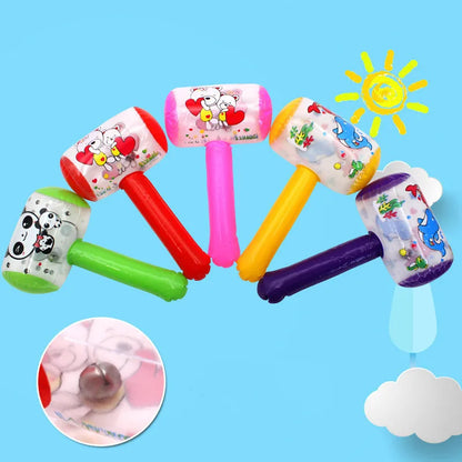 6 piezas de martillo inflable aleatorio con campana, lindos dibujos animados, suministros para fiestas, juguetes inflables para piscina, juguetes para bebés, juguetes para niños