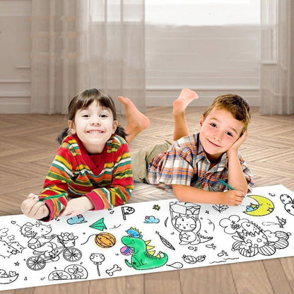 90cm Drawing Paper Children DIY Graffiti Theme Scene Painting Coloring Paper Roll Kindergarten Teaching Aids Kids Education Toys