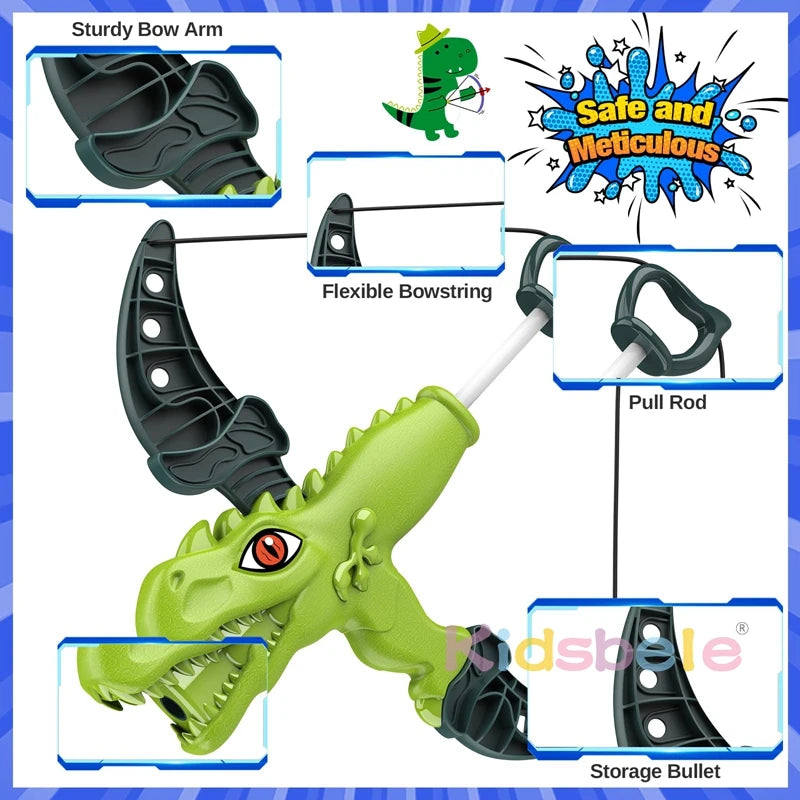 Dinosaur Bow and Arrow Archery Toy Set with 10 Suction Cup Arrows Gift for Boys Girls