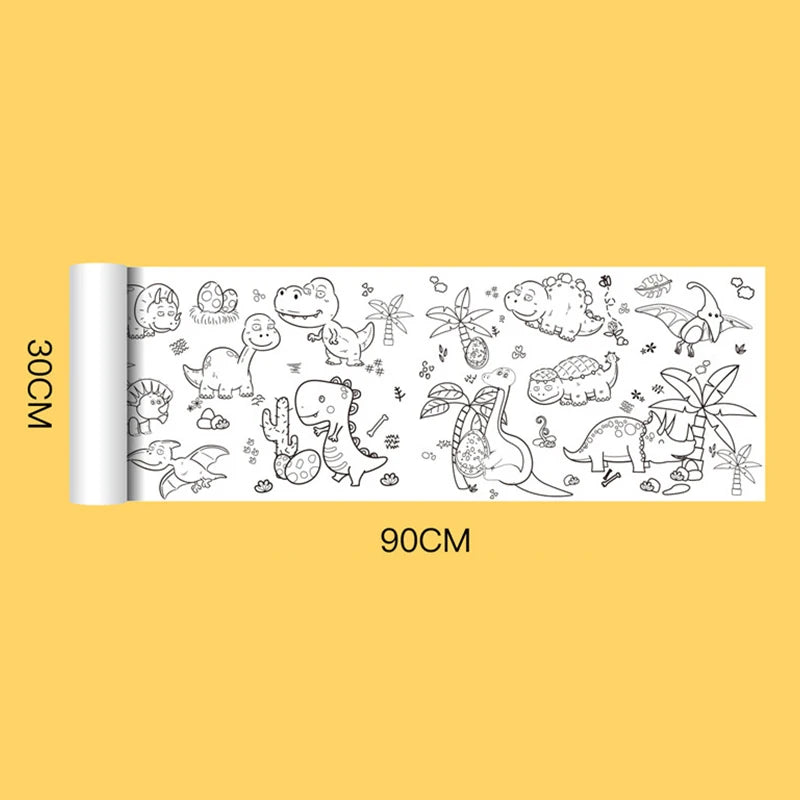 90cm Drawing Paper Children DIY Graffiti Theme Scene Painting Coloring Paper Roll Kindergarten Teaching Aids Kids Education Toys