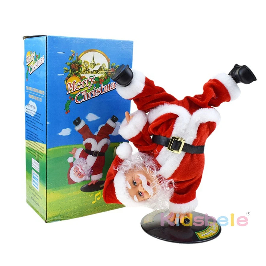 Electric Santa Claus Singing Dancing Santa Claus Upside Down Santa Claus Christmas Figurine Christmas New Year Gift for Kids