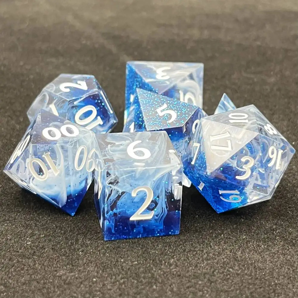 DND Dice Set, Resin Sharp Edge Dice for Dungeon and Dragons Games TRPG Dice D20 D6 Polyhedral Digital Dice RPG D&D Dice 7pcs