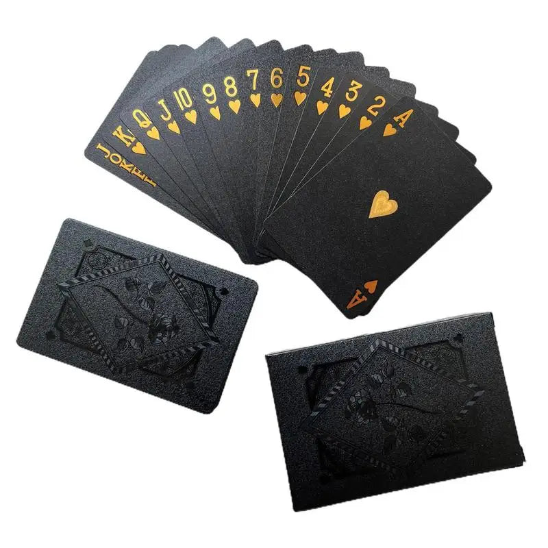 Jeu de cartes de poker en plastique 54 pièces/ensemble Jeu de cartes à jouer en feuille noire Collection de cadeaux de poker magiques et imperméables